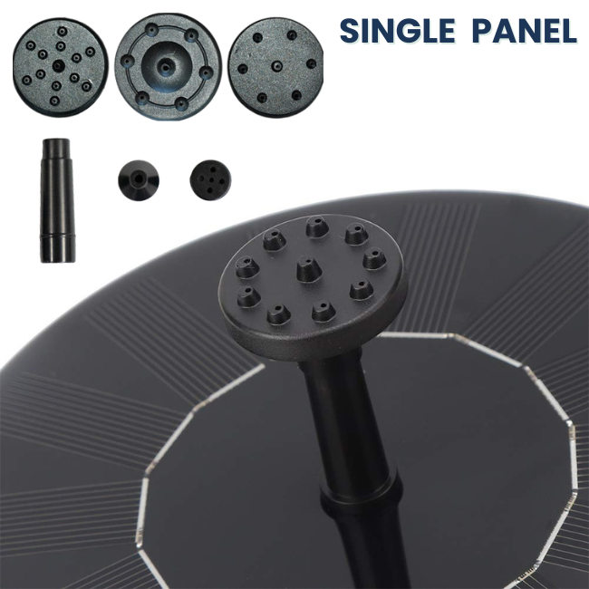 The Solar Fountain Pump Kit with a solar-powered water fountain, perfect for creating an outdoor water feature with a natural, eco-friendly power source.
