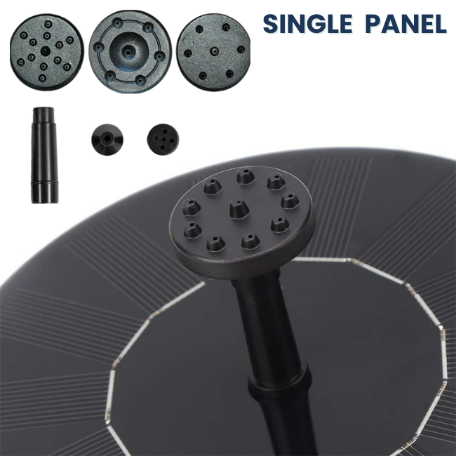 The Solar Fountain Pump Kit with a solar-powered water fountain, perfect for creating an outdoor water feature with a natural, eco-friendly power source.