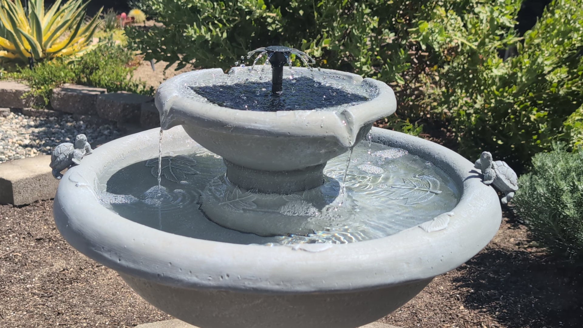 2-Tier Solar Fountain  Bird Bath- Country Gardens