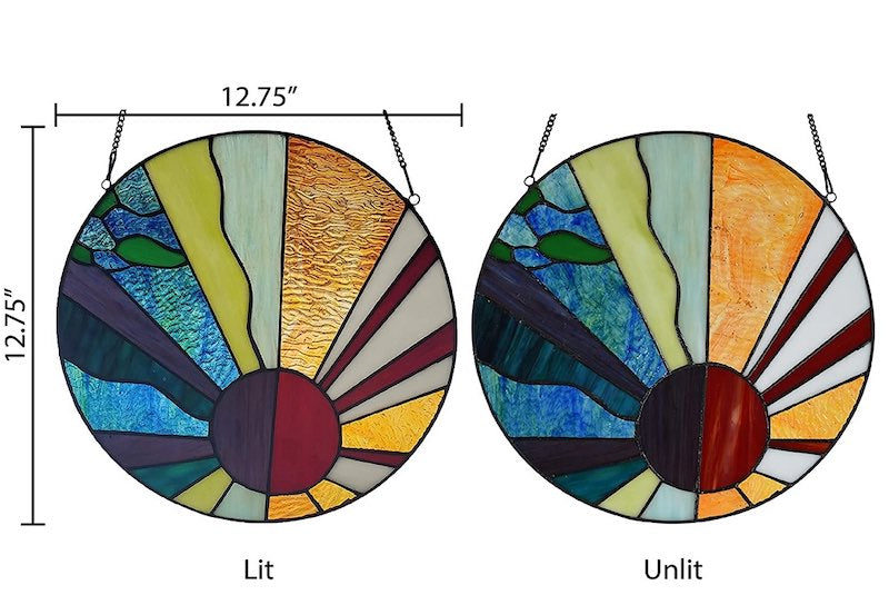 Earth Elements Stained Glass Panel – Elegant and Artistic Window Décor