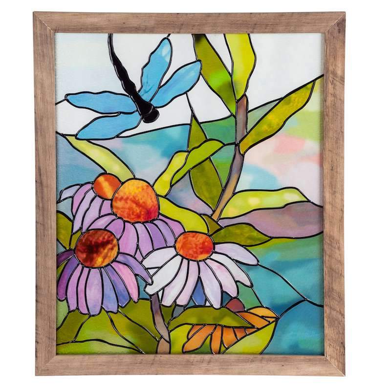 Stained Glass Dragonfly Panel
