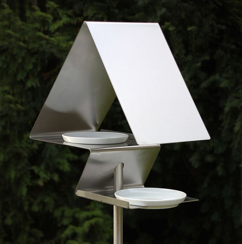 Staked Tall Birdbath and Bird Feeder